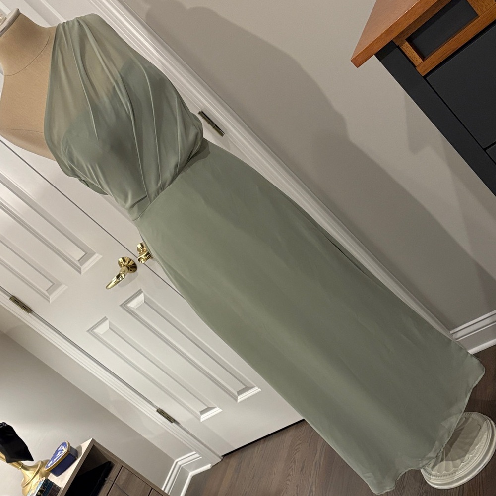 Chic One Shoulder Dress in Soft Sage Green